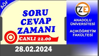 AÖF 28 02 2024 Canlı  Ara Sınava Son 23 Gün  Sorularınız [upl. by Nairadas727]