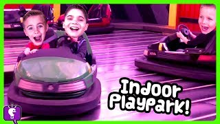 Bumper Cars at INDOOR PLAY Park Adventure Dome Kids Play Park Rides with HobbyKidsTV [upl. by Eleen]