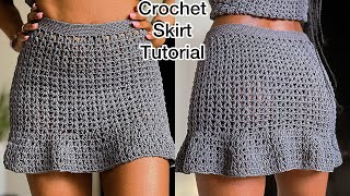 Crochet Ruffle Summer Skirt  VStitch crochet crochettutorial crochetskirt [upl. by Yerbua]