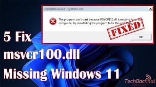 5 Fix msvcr100 dll missing Windows 11 [upl. by Charlie]