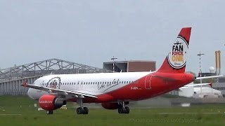 quotFan Force Onequot Livery Air Berlin A320 DABFK Takeoff Hamburg Airport [upl. by Katharyn]