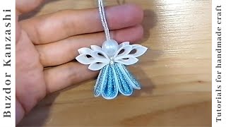 DIY Kanzashi Angel 03  double skirt No1  Satin ribbon Christmas Angel ornaments [upl. by Corwin]