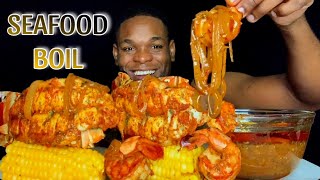 GIANT LOBSTER TAILS SEAFOOD BOIL MUKBANG  BOILED EGGS MUKBANG  HUGE SEAFOOD BOIL [upl. by Yanrahs]