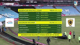 CSA T20 Challenge  Momentum Multiply Titans vs Goldrush Boland [upl. by Eilra]