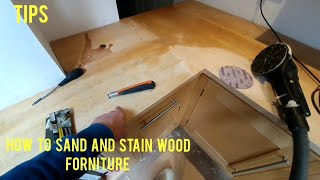 how to sand and painted wood kitchen worktop forniture  with clear Oil [upl. by Xino170]