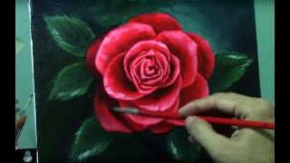 Acrylic Painting Lesson  Red Rose Flower by JM Lisondra [upl. by Nelleoj303]