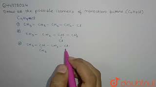 Draw all the possible isomers of monochloro Butane C4H9Cl  12  ORGANIC CHEMISTRY  SO [upl. by Ahtekahs514]