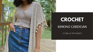 Crochet Kimono Cardigan  How to crochet a cardigan  Step by step tutorial [upl. by Leahcim]