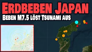 Schweres Erdbeben M75 in Japan  TSUNAMI [upl. by Ydaf]