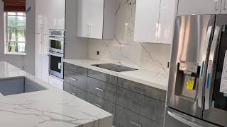 Countertops Calacatta Quartz kitchen design 2021  Custom Cabinets [upl. by Syramad]