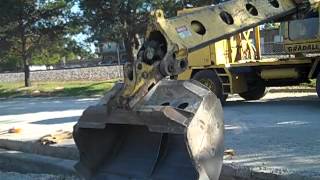 Landmark Contracters Gradall xl 4100 making space for curb [upl. by Oelgnaed]