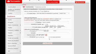 Banco Santander  Transferencias banca online [upl. by Ellehcear551]