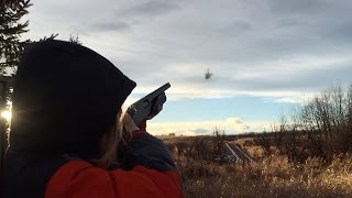 Daughter breaks clays  Remington 870 Compact Junior 20 gauge [upl. by Amado799]