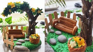 Crafting Natures Beauty with Air Dry Clay  Garden setup with Cold Porcelain  Clay Craft Ideas [upl. by Nicolai]