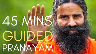 45 Minutes Guided Pranayam with Timer Swami Ramdev Baba [upl. by Ymij]