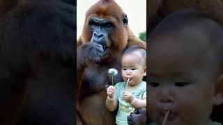 Hand in Hand A Gorilla Shows a Baby the Art of Play gorilla animals gorila cuteanimal shorts [upl. by Natalie899]