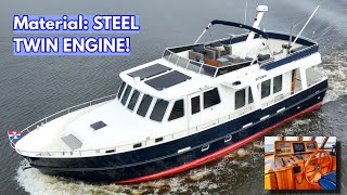 €545K STEEL Twin Engine TRAWLER Yacht For Sale Rugged Liveaboard Explorer Yacht [upl. by Rotceh681]