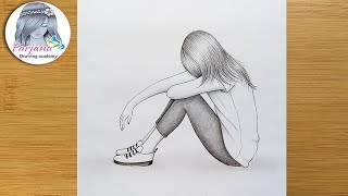 A Sad Girl  Drawing Tutorial  for beginners Pencil sketch  How to draw a Girl step by step [upl. by Pare278]