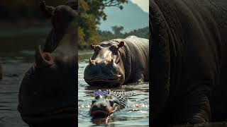 Hippos vs Crocodiles A River Showdown shortsshortshortvideo [upl. by Sadowski]