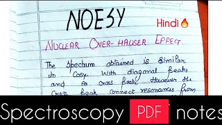 NOESY spectroscopy hindi 2D nmr spectroscopy  Msc chemistry Nuclear overhauser effect in Nmr [upl. by Yentrac]