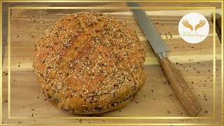 Saatenbrot mit Vollkorn in 2 Stunden Brot ohne kneten im Topf [upl. by Cord]