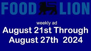 Food Lion August 21st through August 27th 2024 weekly ad [upl. by Cilla599]