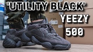 Yeezy 500 Utility Black Sneaker Review amp On Feet [upl. by Assilam875]