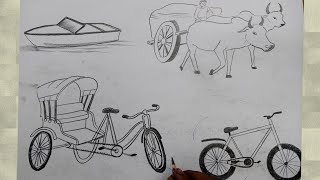 how to draw means of transport I means of transport drawing easy I part 1 [upl. by Valentijn]