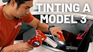 How To Tint Tesla Model 3 Window  TESBROS [upl. by Nwahs685]