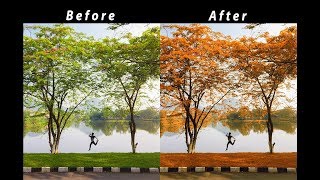 2 Minutes PhotoshopLightroom Tutorials  Autumn effect Channel Mixer [upl. by Mckenzie695]