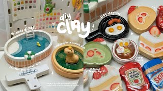 making clay trinket dishes and magnets🍳🍉🍓✨ using air dry clay  no bake [upl. by Aeneus807]