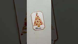 Gold stripped Christmas tree gift tag handpainted christmasdecoration gifttags diyholidaycards [upl. by Ignatius]