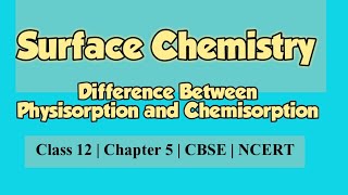 Difference between Physisorption and ChemisorptionClass12 ChemistryChapter 5 Surface Chemistry [upl. by Ahcorb236]