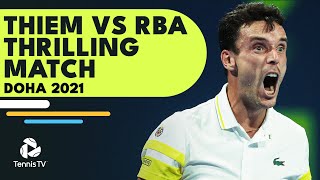 Gripping Dominic Thiem vs Roberto Bautista Agut Match Doha 2021 Extended Highlights [upl. by Ybot]