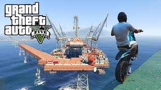 FAIRE DU TRIAL SUR UNE PLATEFORME PETROLIERE SUR GTA 5 [upl. by Naeerb]