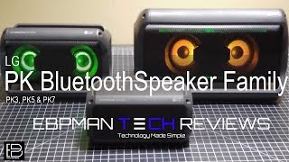 Review  LG Bluetooth Water Resistant Portable Speakers PK3 PK5 amp PK7 [upl. by Giraldo]