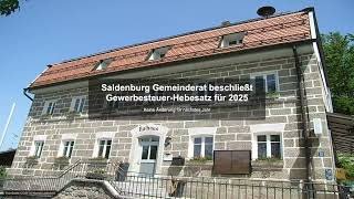 Saldenburg Gemeinderat beschließt GewerbesteuerHebesatz für 2025  Gewerbesteuer News [upl. by Anayra]