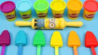 Using Rainbow Play Doh Ice Cream Popsicles with Paw Patrol Cookie Cutter Stamps [upl. by Nnaycart]