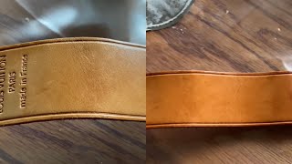 Restoring  Causing A Patina Effect on A Louis Vuitton vachetta leather Poignet luggage handle strap [upl. by Assertal]