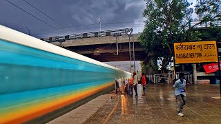 WAP7 High Speed HUMSAFAR Express Thrashes Faridabad Amidst Windy Overcast Weather at 130 KMPH [upl. by Raseac]