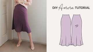 DIY Aurora Bias Midi Skirt  How to Make a Silk Skirt  Sewing Pattern [upl. by Aldwon]