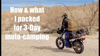 MOTO CAMP PACK LIST • How I packed my Yamaha TW200 for a 3day moto camping trip  Yamaha TDUB Club [upl. by Weld]