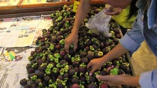 Buying Mangosteen at a Local Street Market  Garcinia mangostana  HD Video [upl. by Simonsen397]