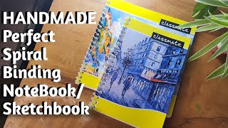 How To Make SPIRAL BINDING SKETCHBOOKNOTEBOOK At Home Without Machine DIY Spiral Sketchbook [upl. by Conlen]