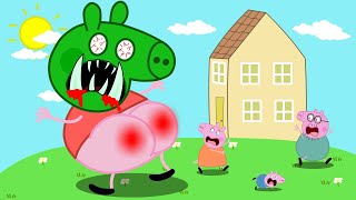 Run Mommy Daddy George Peppa Pig Turn Into A Zoombie  Peppa Pig Funny Animation [upl. by Kere]