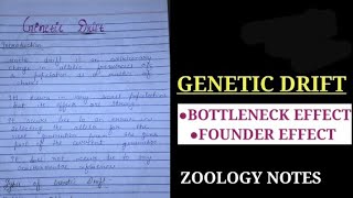 GENETIC DRIFT NOTES bottleneckeffect foundereffect geneticdrift populationgenetics zoologynote [upl. by Waverley]