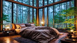 Rain Sound in Forest  Heavy Rain on Window for Fall Asleep in 3 Minutes  Relaxing Music [upl. by Adnohsat]