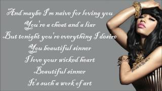 Nicki Minaj  Beautiful Sinner Lyrics Video [upl. by Sonafets]