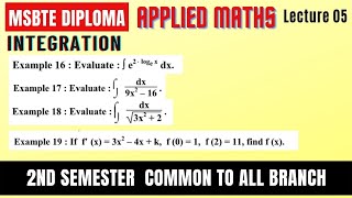 Integration Lec 05  Applied Mathematics 2nd Semester  Diploma MSBTE [upl. by Tonkin]