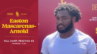 USC LB Easton MascarenasArnold  Trojan Fall Camp Practice 5 [upl. by Nylekcaj259]